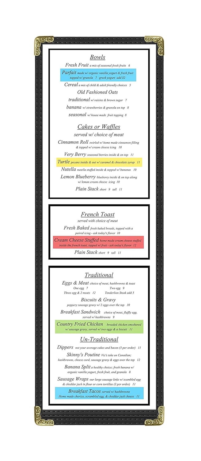 Goodsmart Restaurant Menu Covers - 25 Pack Black 1-Page/2-View 4.25" x 14", Top-Loading Vinyl Menu