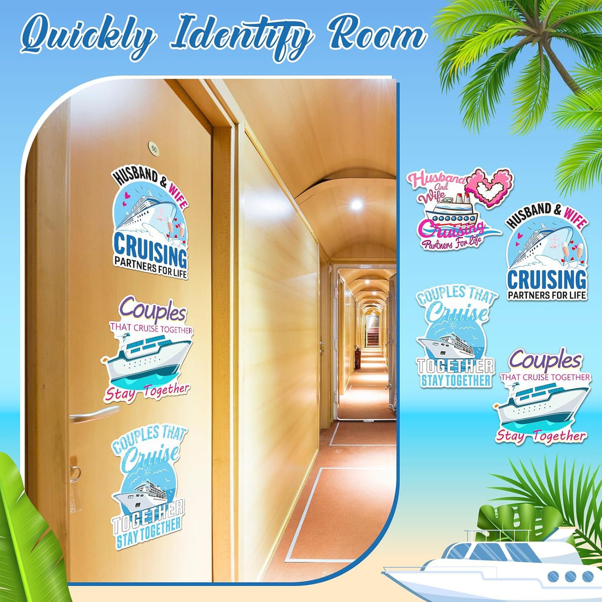 Hoteam 4 Pcs Couples Cruise Door Decorations Magnetic Husband and Wife Cruise Ship Door Funny
