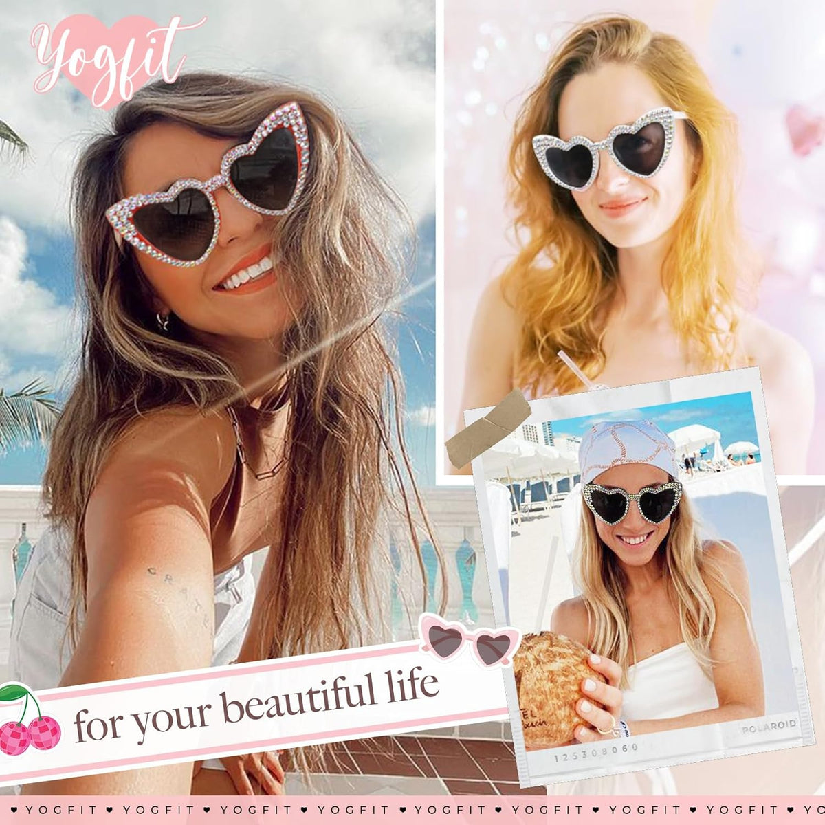 YOGFIT Heart Sunglasses for Women Fashion Classic Love Eye Protection Sunglasses Vintage Cute Heart