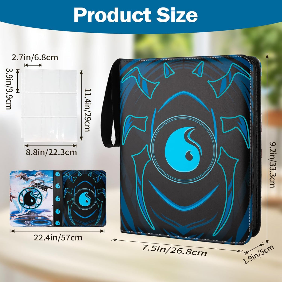 9 Pocket Card Binder for MTG/YGO/PTCG/Game Cards, Holds 900 Cards,Premium Card Collector Book for