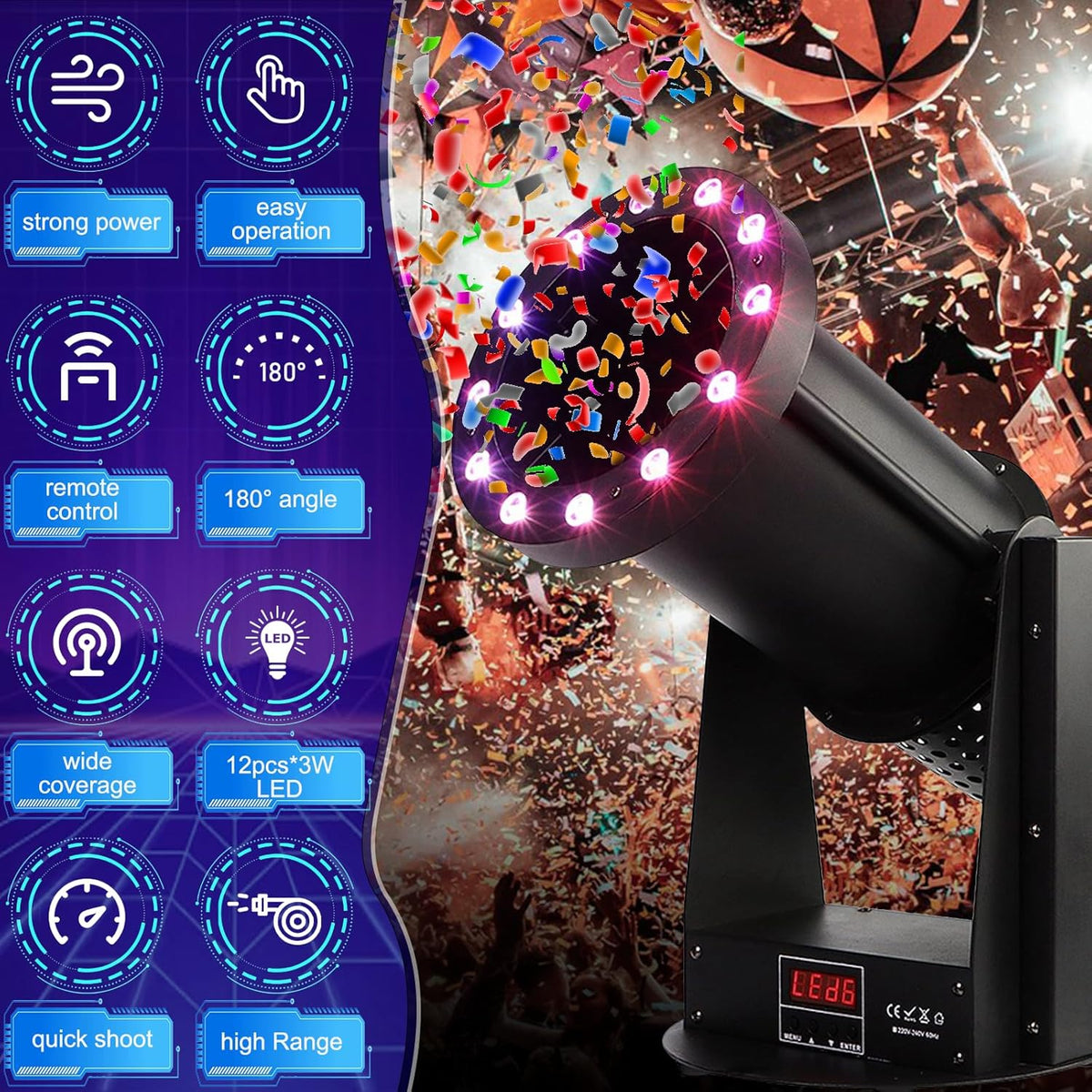 Paper Machine with 12 LED Lights and Remote Control - DMX Control Digital with Remote Perfect for