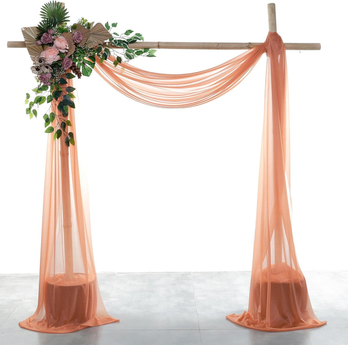 VDS Pack of 3 Panel (30 Inch X 20 Feet) Wedding Arch Draping Fabric Sheer Chiffon Fabric Drapery
