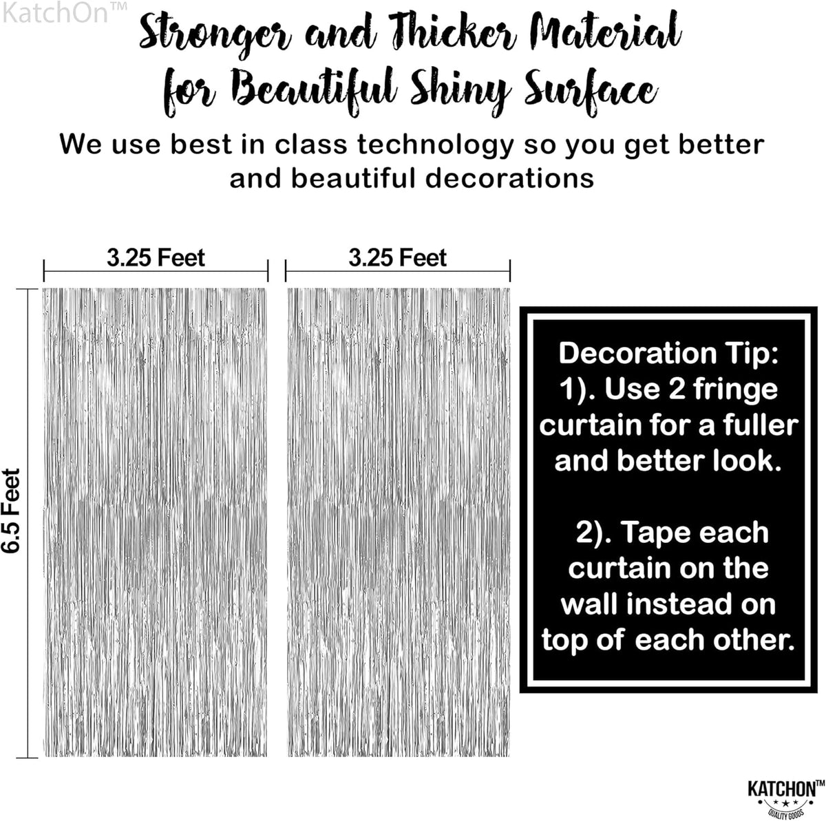 KatchOn, Metallic Silver Backdrop - Pack of 2 | Silver Streamers for Disco Party Decorations |