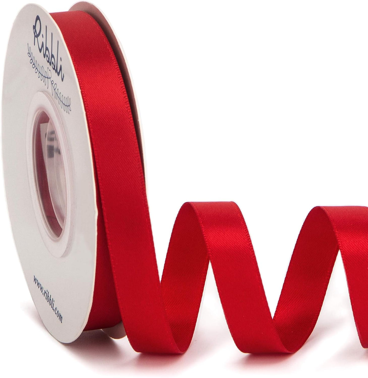 Ribbli Double Faced Red Satin Ribbon,1/2” x Continuous 25 Yards,Use for Bows Bouquet,Gift