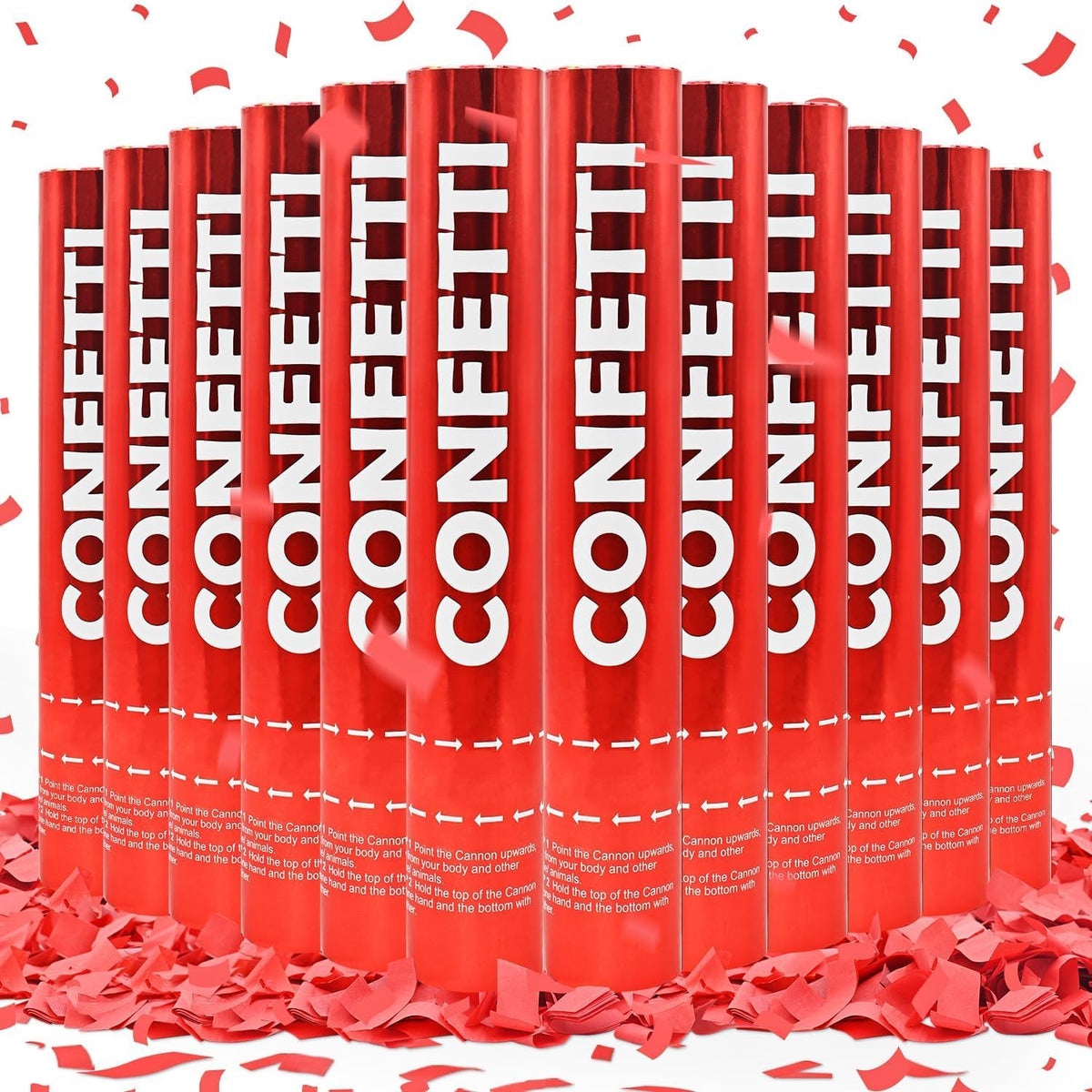 Confetti Cannon Red Biodegradable Confetti Poppers 12Pack Party Poppers Confetti Shooters Red