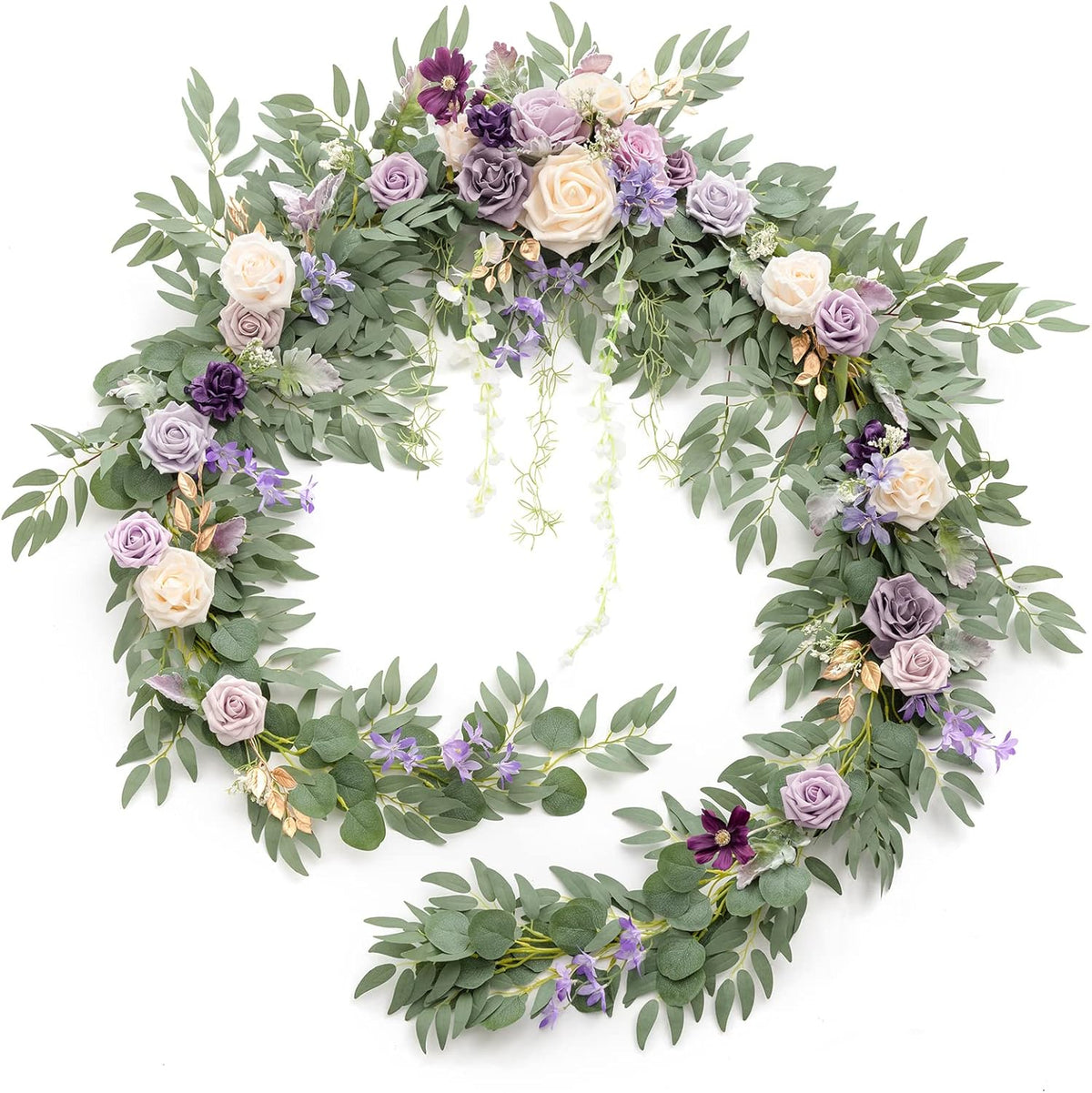 Ling's Moment 9FT Flower Garland for Backdrop Decorations - Wedding Arch Flowers, Eucalyptus &