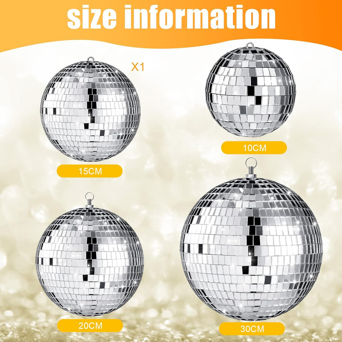 4 pack Large Disco Ball Silver Hanging Disco Balls Reflective Mirror Ball Ornament for Party