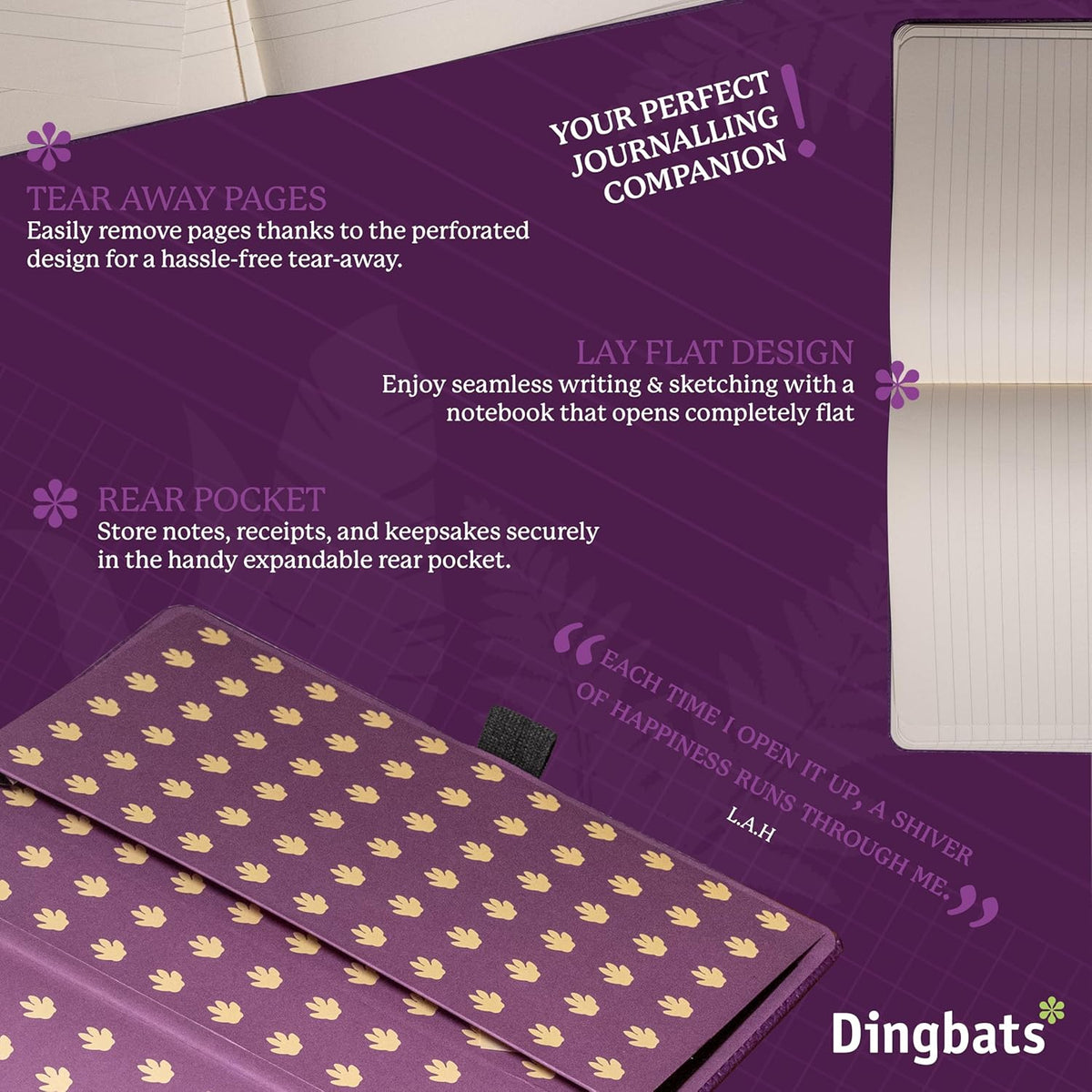 Dingbats* Wildlife Plain Writing Journal Notebook A5 - Vegan Leather Hardcover - Ideal for Work