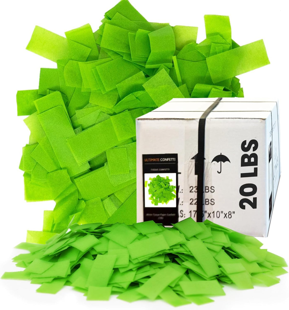 Light Green Biodegradable Confetti - Rectangular Flame-Resistant Tissue Paper Confetti for Cannon