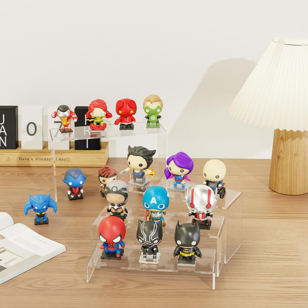 Black Matte Metal Display Stand,8 Pcs 2 Set Display Risers, Metal Rectangular Display Shelf for
