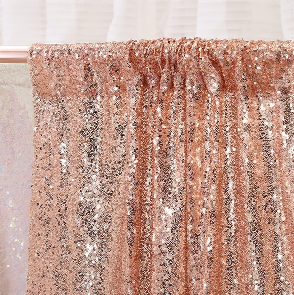 Poise3EHome Rose Gold Sequin Backdrop,8FT x 10FT Sequin Photography Backdrop Curtain for Party