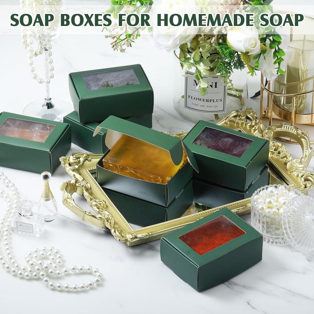 Zonon 30 Pcs Soap Boxes for Homemade Packaging, Mini Kraft Treat Boxes with Window for Bakery Candy