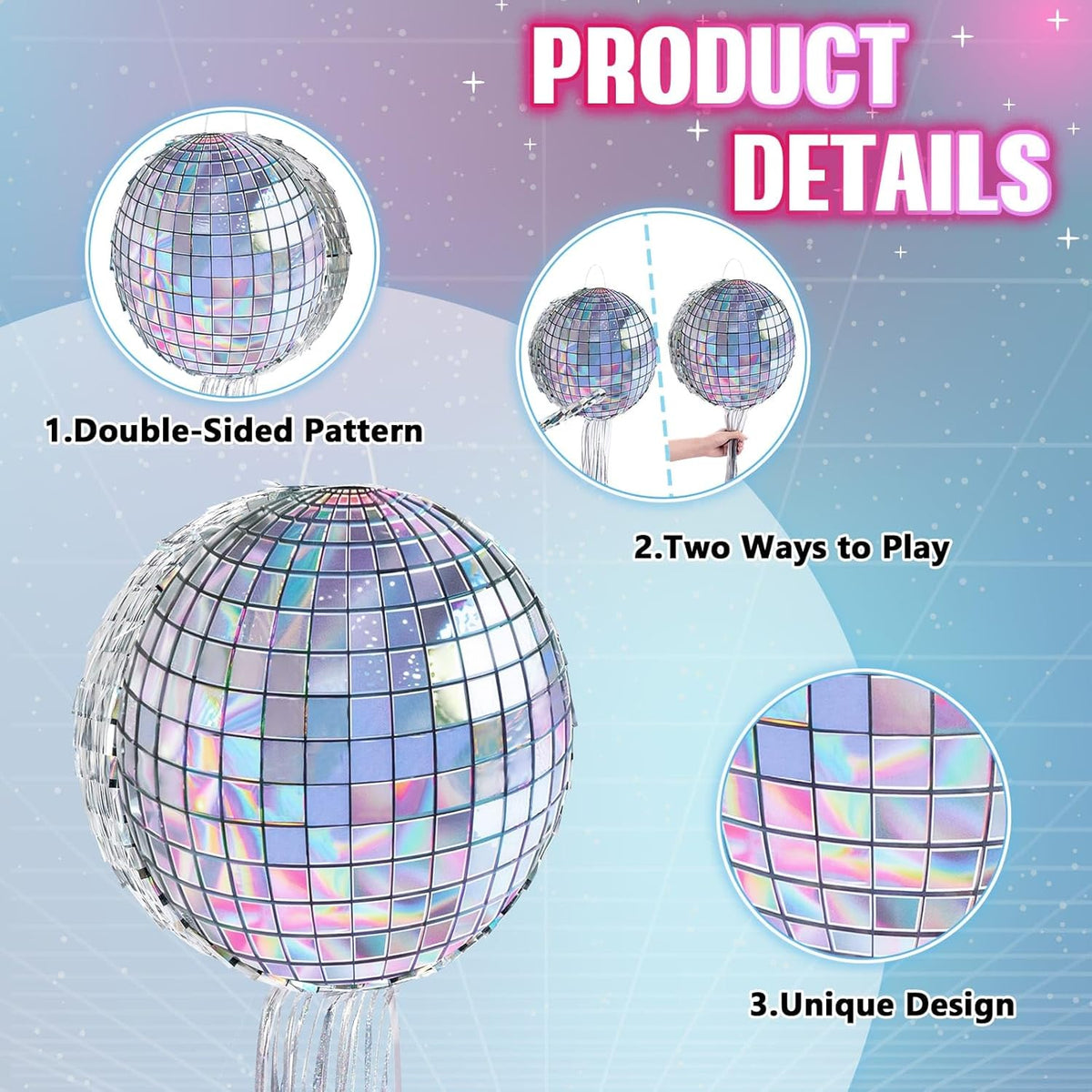 WERNNSAI Disco Ball Piñata - Disco Party Decoration for Adult Birthday Party Supplies Hanging Disco