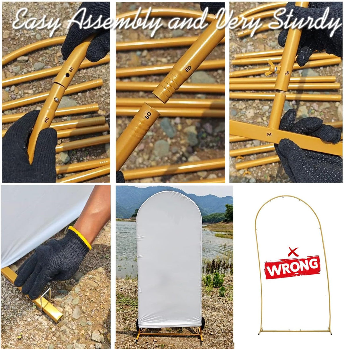 Arch Backdrop Stand Set with Cover,(7.2ft,6ft x 2) Arched Frame Stand & Spandex Wedding Arch Cover