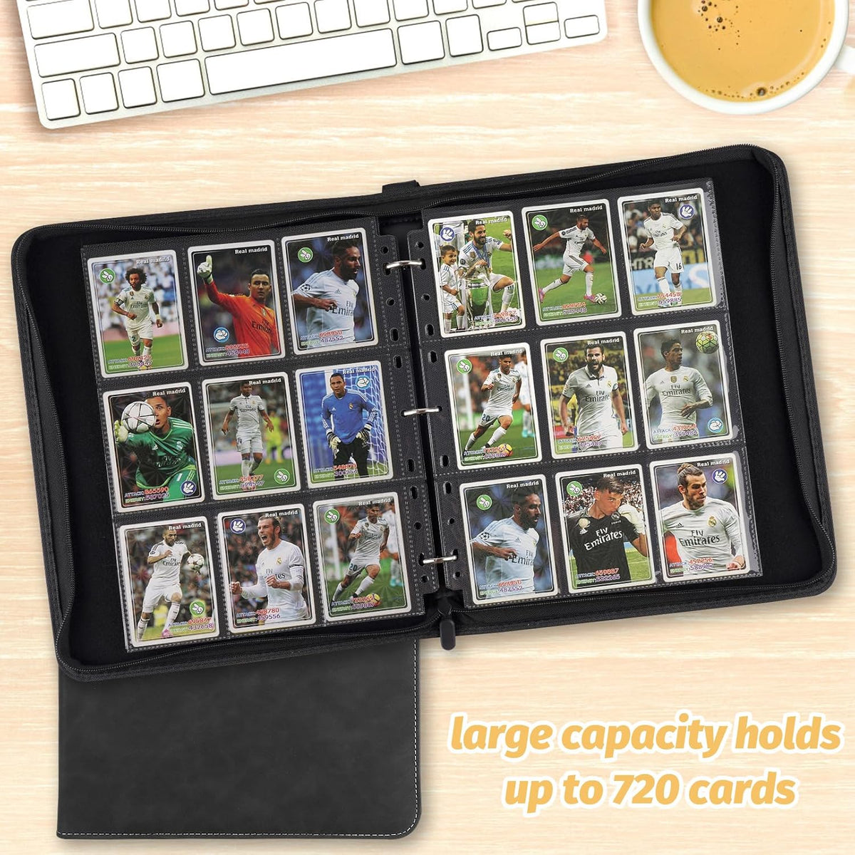 Trading Card Binder, Premium 9 Pocket Card Binder, 720 Double Sided Pocket PU Collection Binder