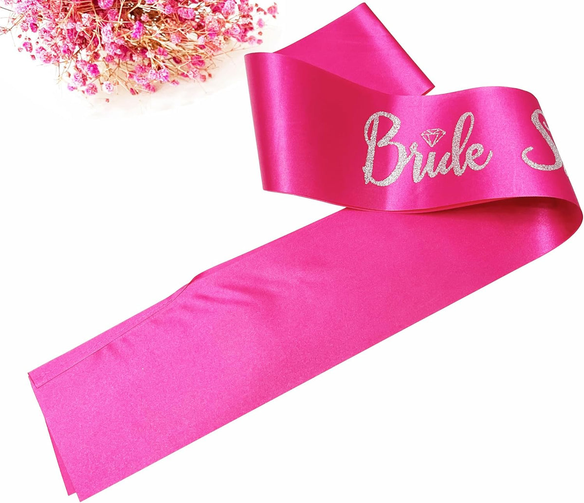 Bride Squad Sashes, 6 Pack Silver Glitter Bachelorette Party Sash for Bridal Shower Wedding Party