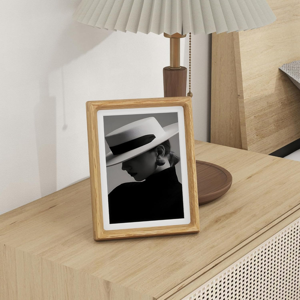 6x8 Frame USA-Sourced Natural Oak Wood Solid Wood Photo Frame Handcrafted Rounded Corner with Mat
