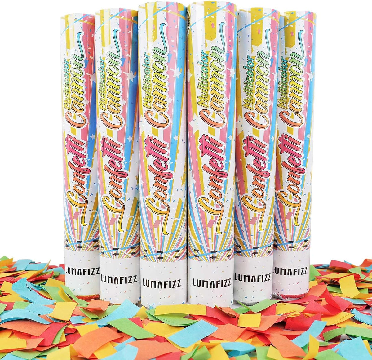 12 InchConfetti Biodegradable [6 Pack Confetti Cannons | Multicolor Confetti Poppers for Wedding