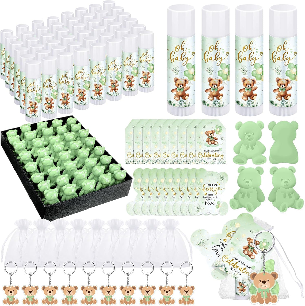 288 Baby Shower Favors Baby Shower Gifts Bulk Lip Balms Soaps Keychains Organza Bags Guest