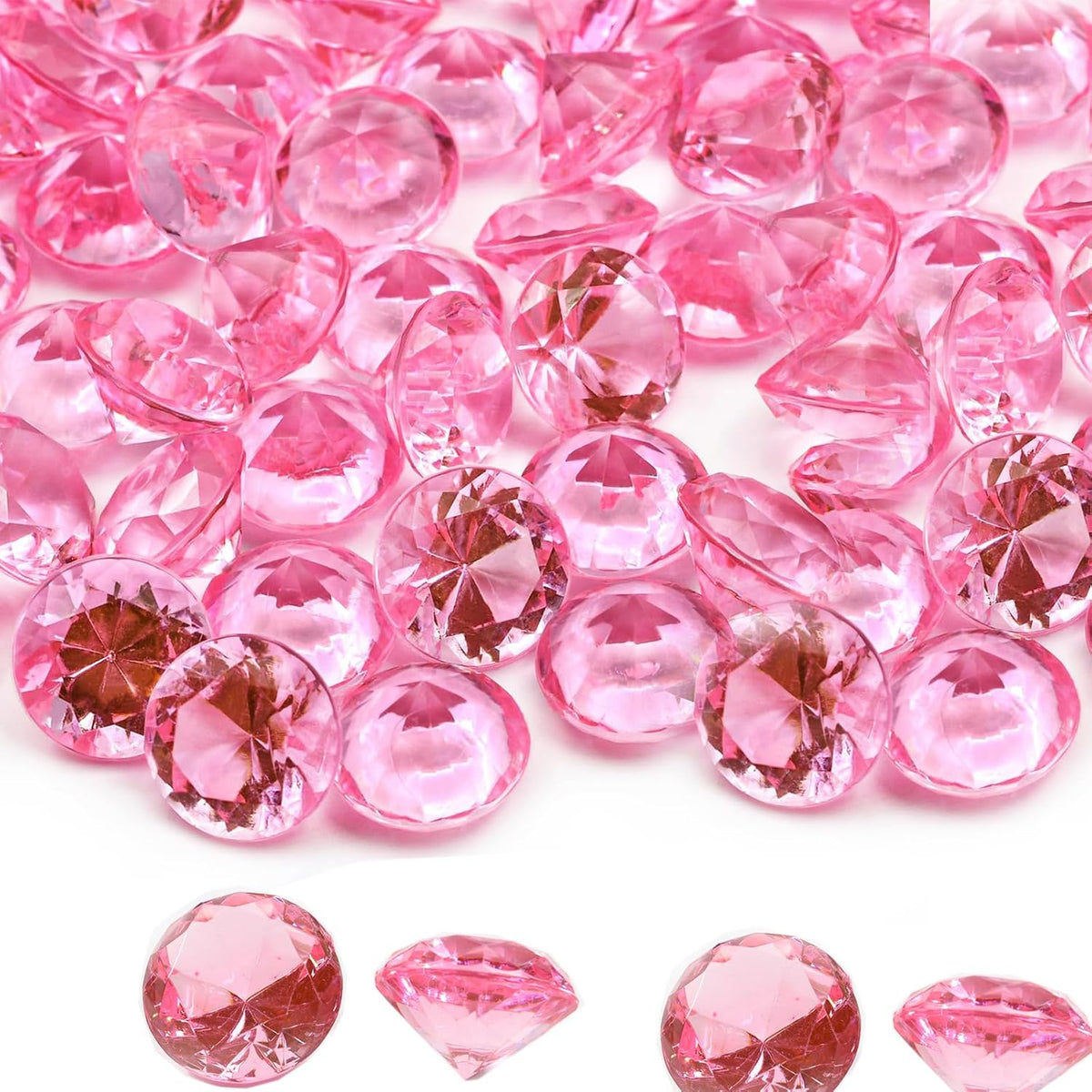 Fake Diamond Christmas Decoration, 280 pcs Pink 20 mm Acrylic Diamond for Table Scatters Vase