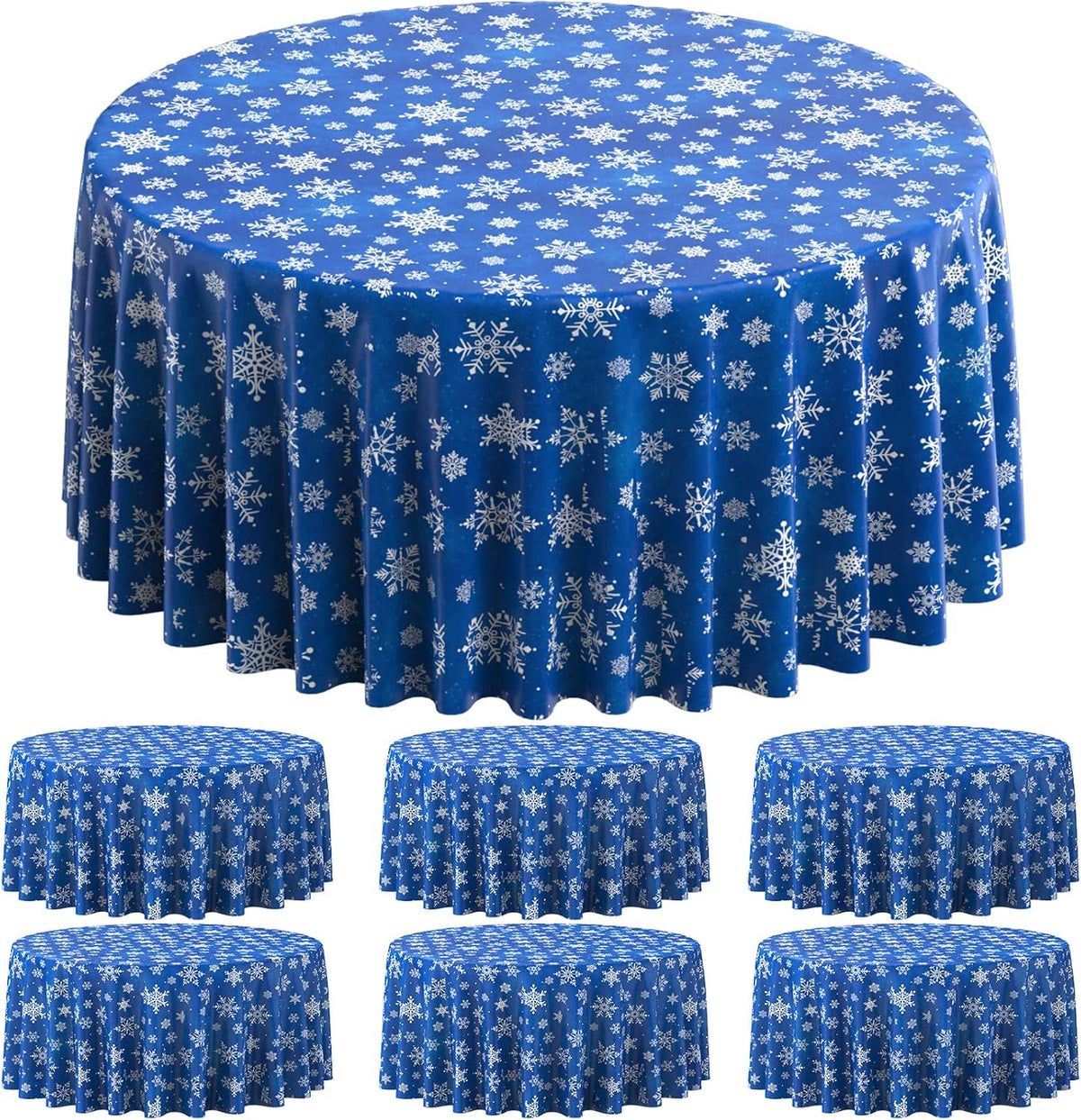 Jectivs 6 Pieces Christmas Snowflake Plastic Party Tablecloth Decorations,Disposable White