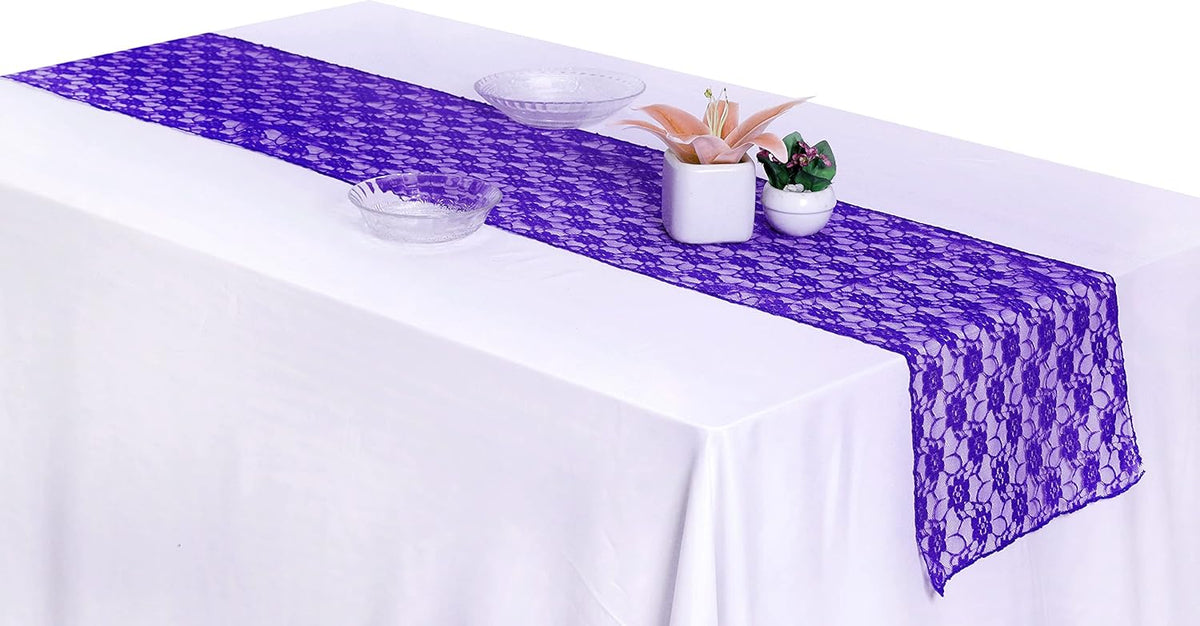 MDS Pack of 15 Wedding 12 x 108 inches Lace Table Runner for Wedding, Decorations for Birthday