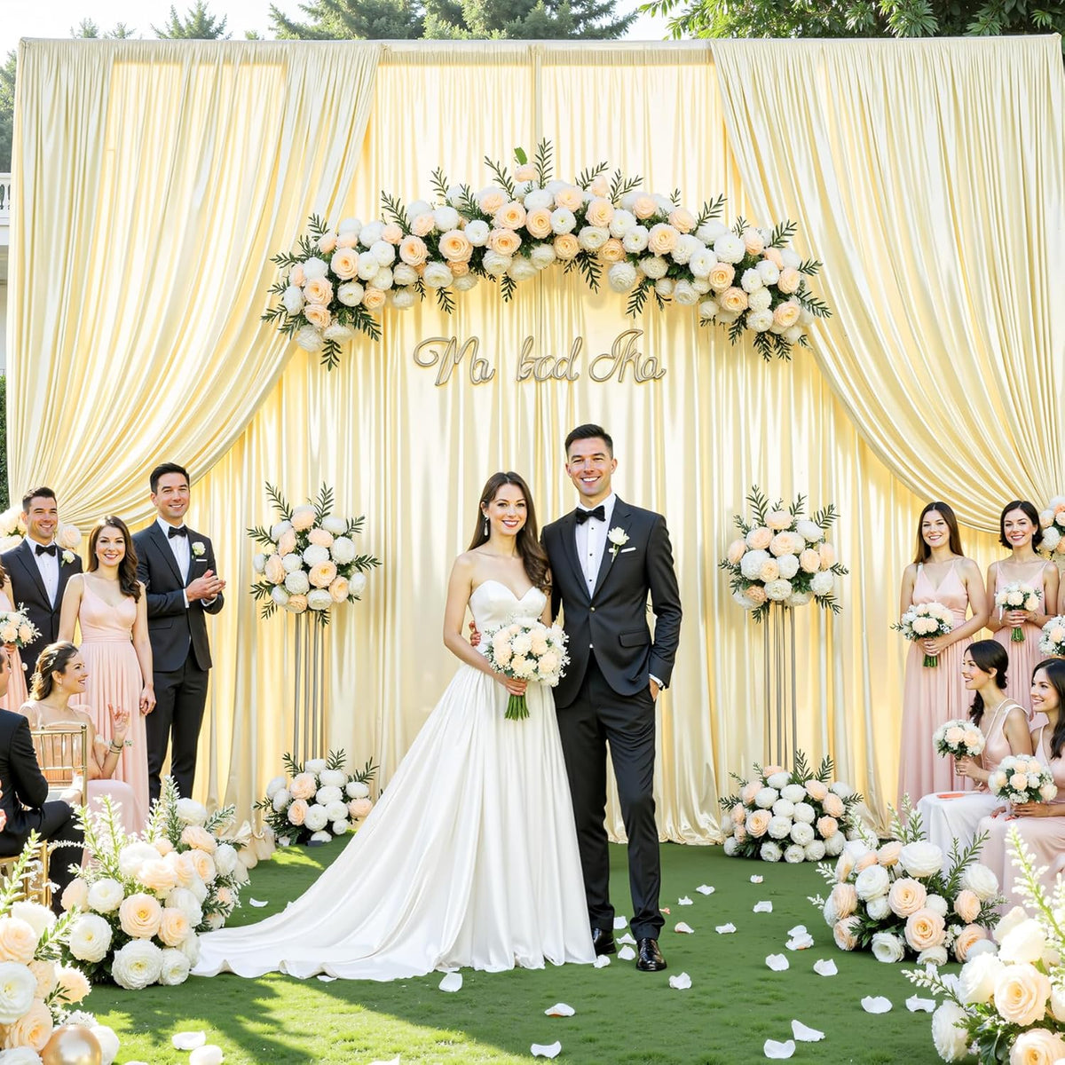Champagne Glitter Backdrop Curtain for Parties Wedding,10Ft x 10Ft Satin Shimmer Photo