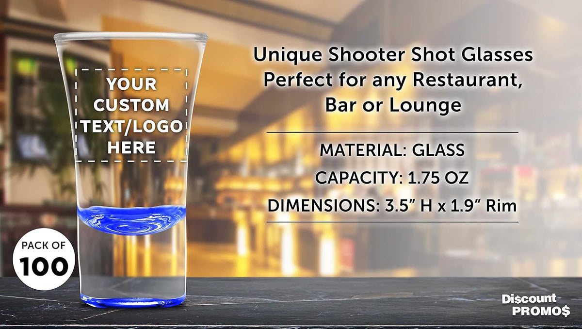 Custom 2 oz. Lord Shooter Etched Shot Glasses, 100 pack, Personalized Text, Logo, 21st Birthday