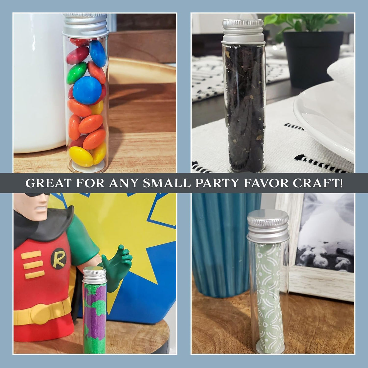 Darware Party Favor Matches Jars (24-Pack): Empty Glass Vials with Strike Stickers for Wedding