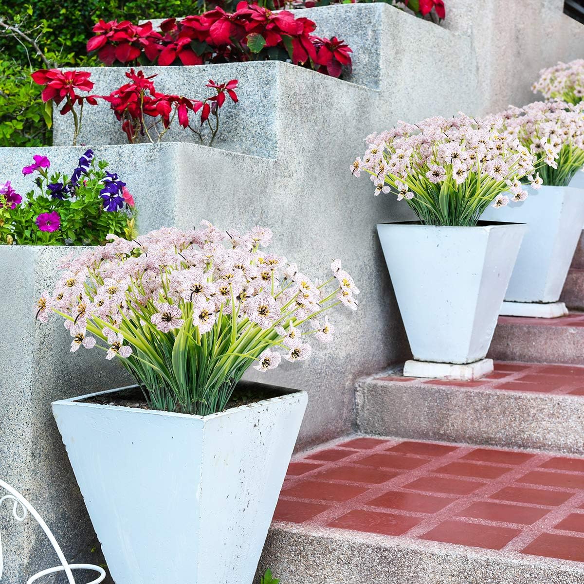20 Bundles Artificial Flowers Outdoor UV Resistant Fake Flowers No Fade Faux Plastic Plants Garden