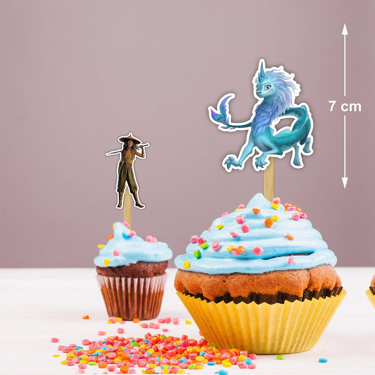 "Raya and the Last Dragn Cupcake Topper – Princess and Fantasy-Themed Party Decoration – Colorful