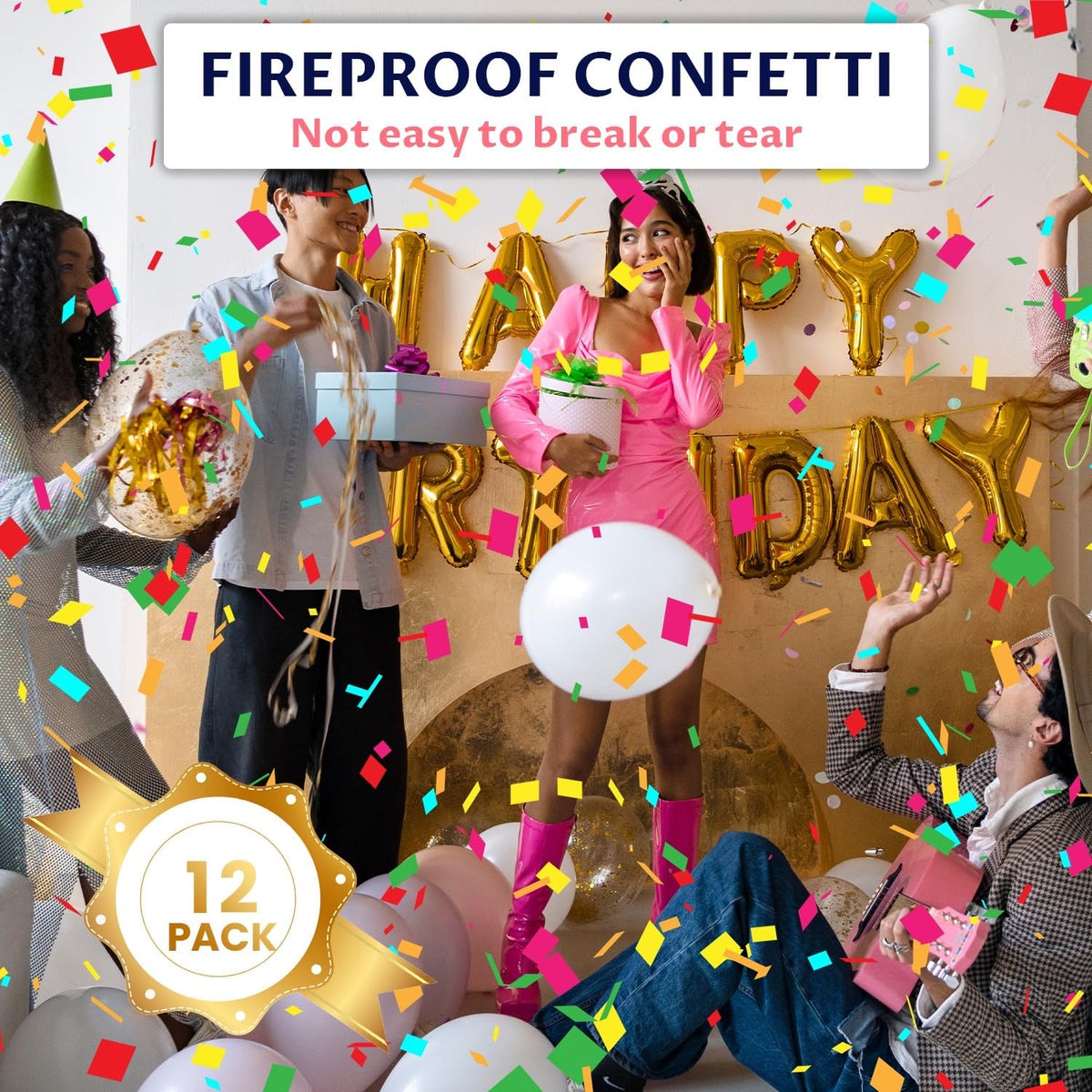 12Pack Confetti Cannon Multicolor Party Confetti Shooters Biodegradable Confetti Poppers 12Inch