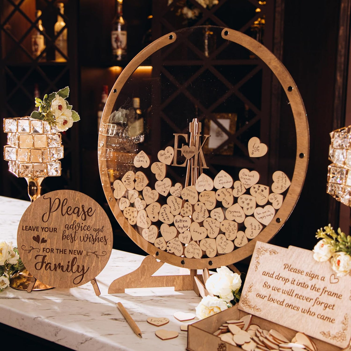 Rustic Wedding Guest Book - Heart Frame Wedding Guest Book - Guest Book Sign - from 30 to 300