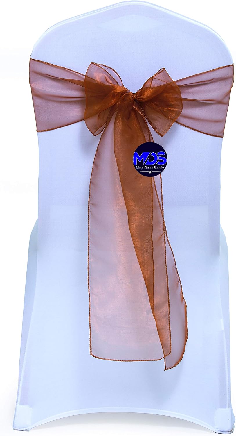 MDS Pack of 300 PCS Organza Chair Sashes Wider Dining Chair Bows Ribbon Tie Back for Wedding Party