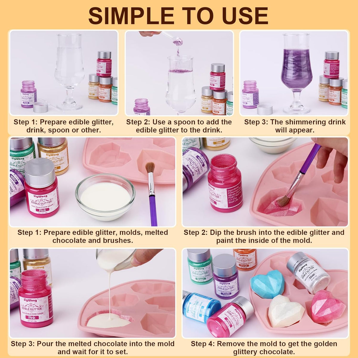 Rose Gold Edible Glitter - 15g Food Grade Luster Dust Powder, Cake Decorating Sprinkle Glimmery