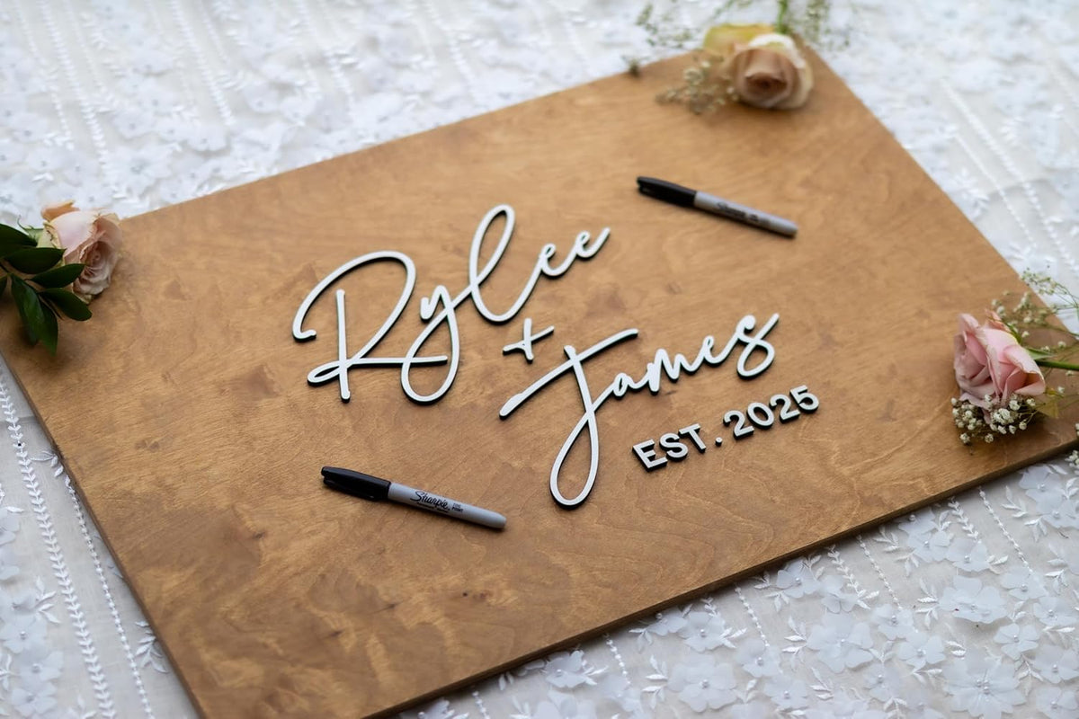 Personalized Last Name Guest Book, Unique Guest Book Sign, Custom Alternative Guest Book, Wooden