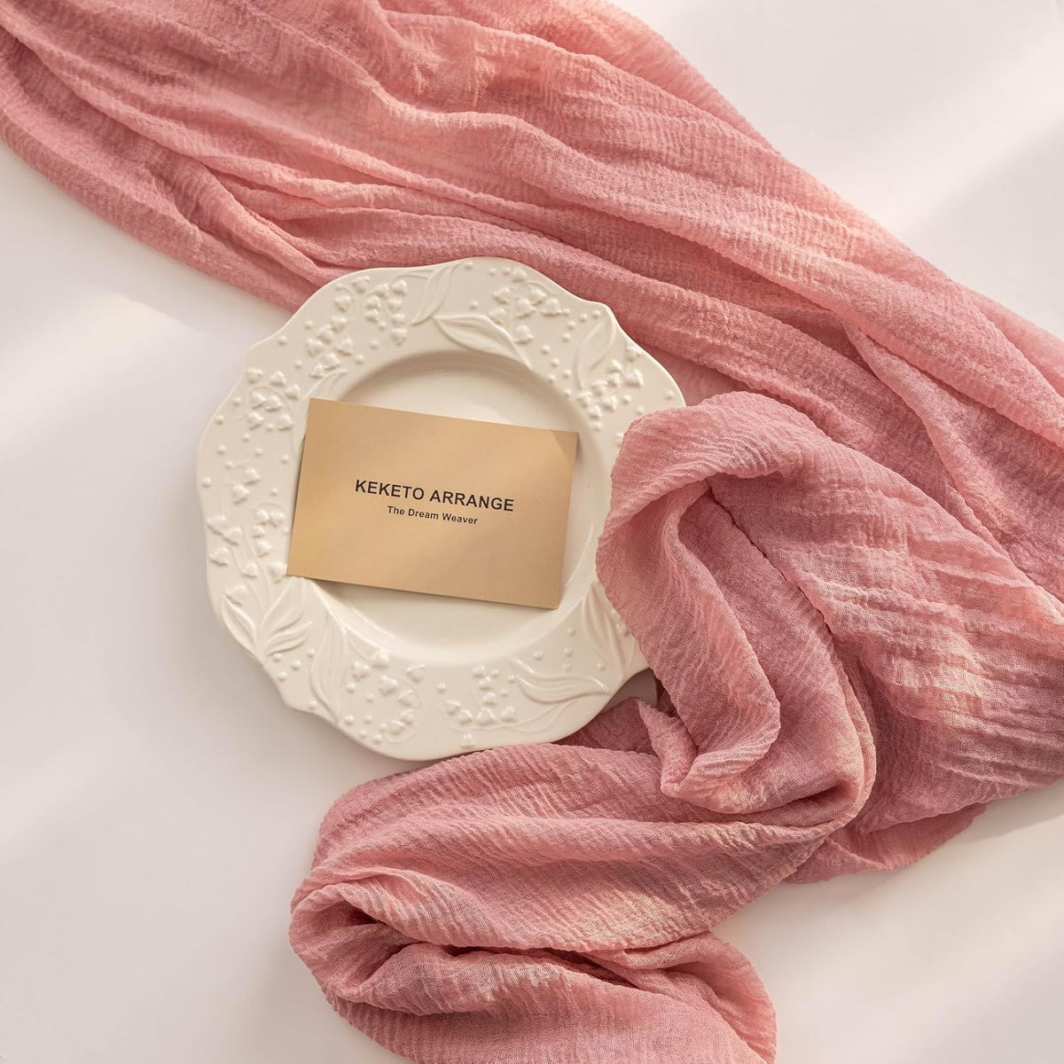 3pcs Cheesecloth Table Runner Dusty Rose Gauze 120 Inch 10 FT Rustic Boho Cheese Cloth Runner for