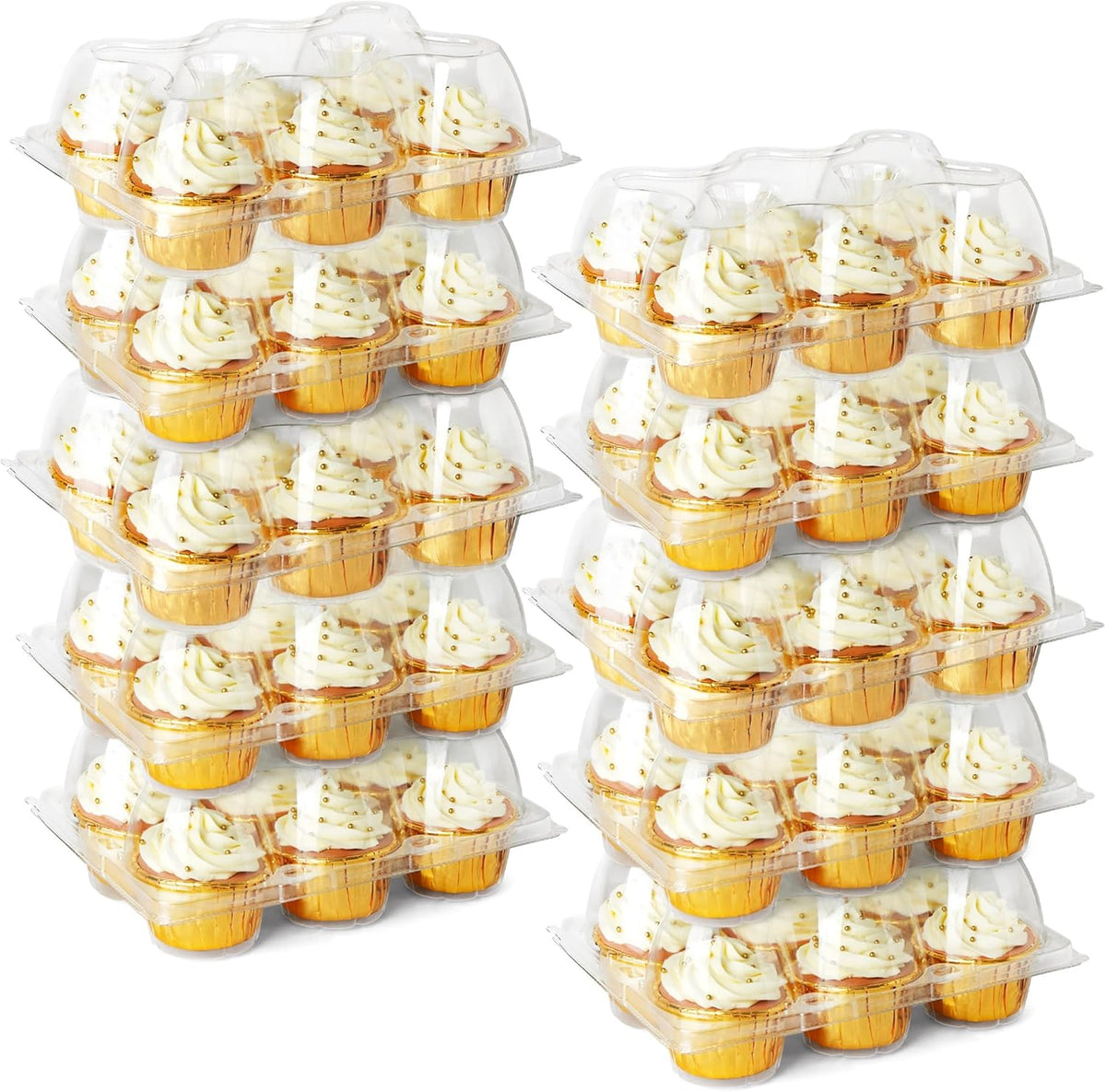 LotFancy Cupcake Containers 6 Count, 40 Sets, Half Dozen Clear Cupcake Boxes, Plastic Muffin