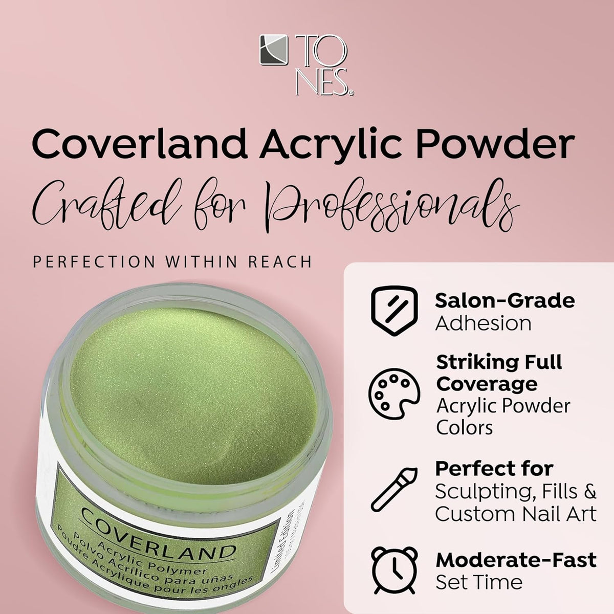 Tones Coverland Acrylic Nail Powder "Sour Apple" - Limited Edition Acrylic Powder for Nail Design