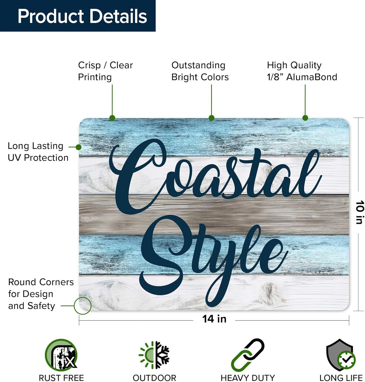 Custom Sign, Custom Street Sign, 11 Font Colors, 13 Font Styles, 4 Hole Options, 22 Sizes, 10x14