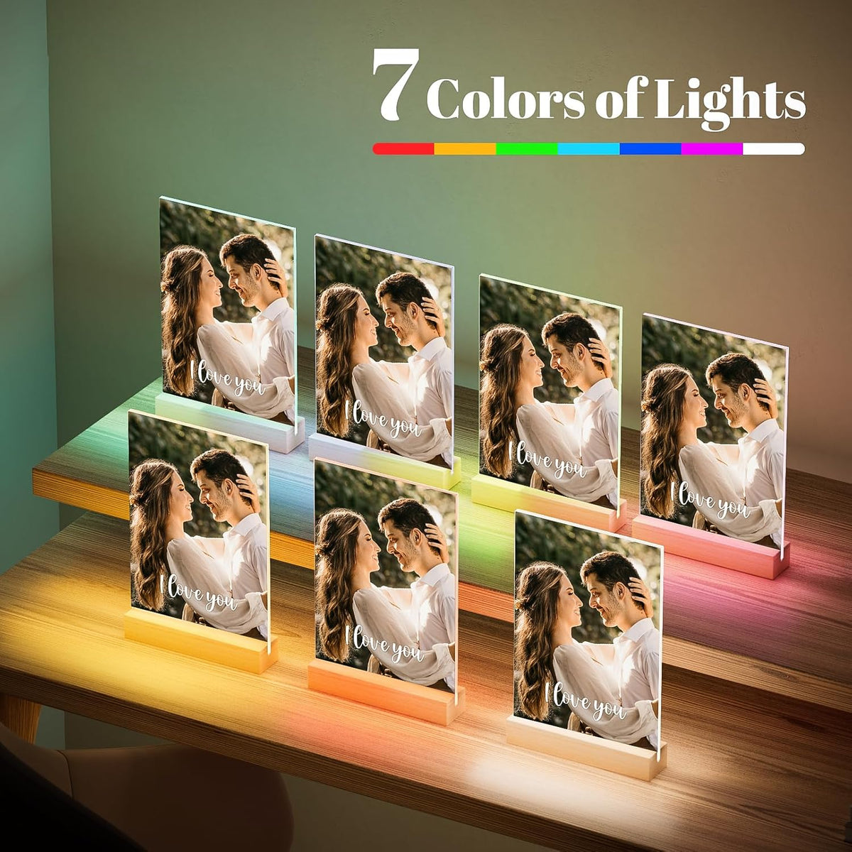 Custom Picture Frames with Photo, Personalized Photo Frame with Night Light, Customized Picture