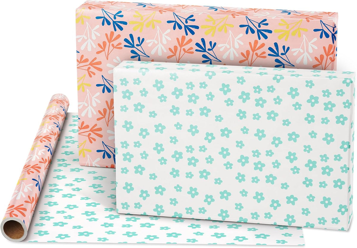 American Greetings 160 sq. ft. Reversible Wrapping Paper Bundle for Birthdays, Anniversaries