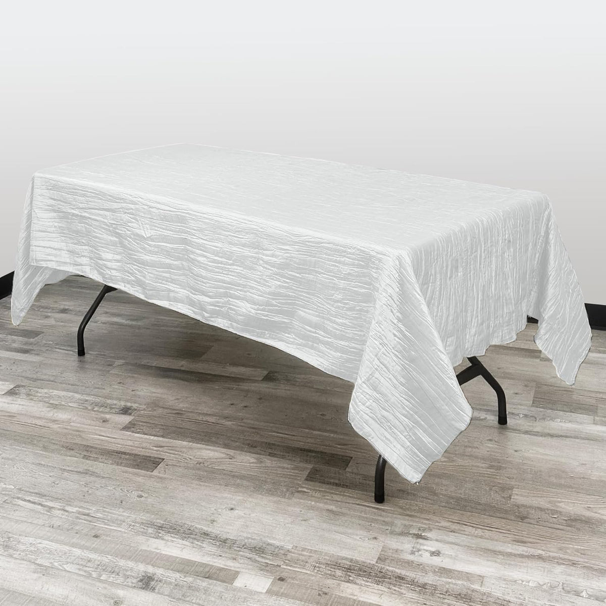 YOUR CHAIR COVERS - 60 x 102 inch Rectangular Crinkle Taffeta Tablecloth - White, Rectangle Table
