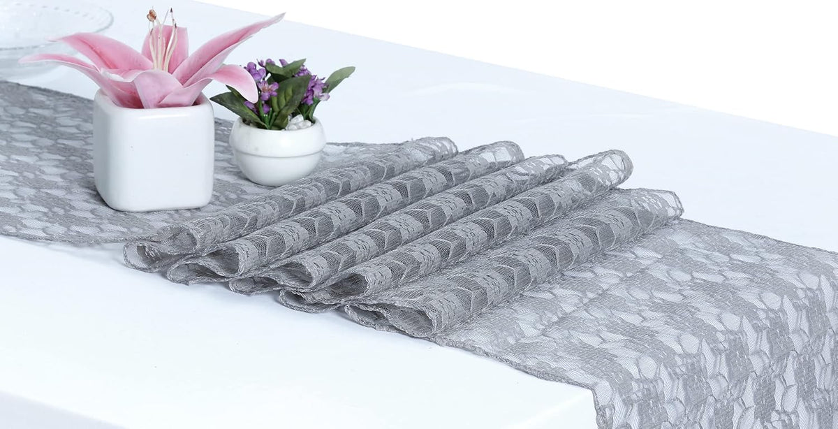 MDS Pack of 25 Wedding 12 x 108 inches Lace Table Runner for Wedding, Decorations for Birthday