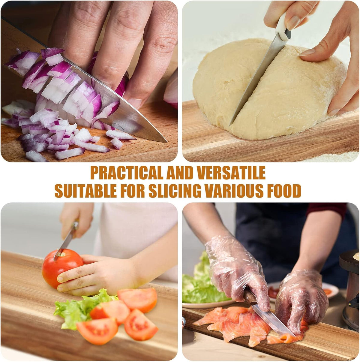 Patelai 12 Packs Wooden Cutting Board Set with Handles Large Kitchen Serving Plain Chopping Board