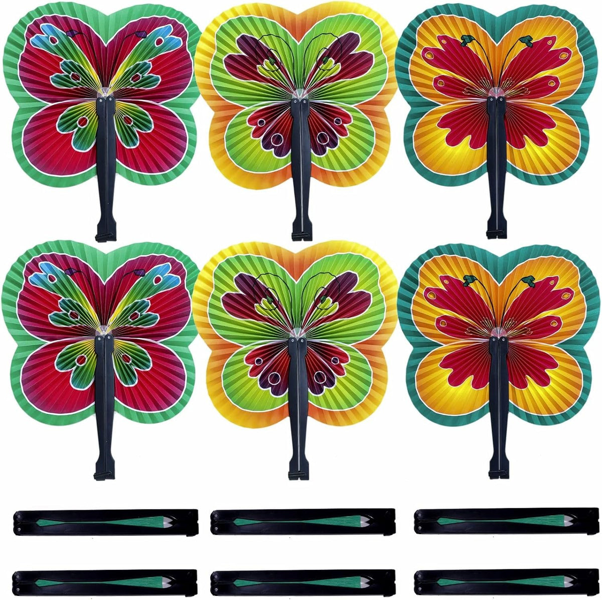 12 Pieces Folding Hand Paper Fans Handheld,Butterfly Decorations Accordion Fans Bulk for Festival