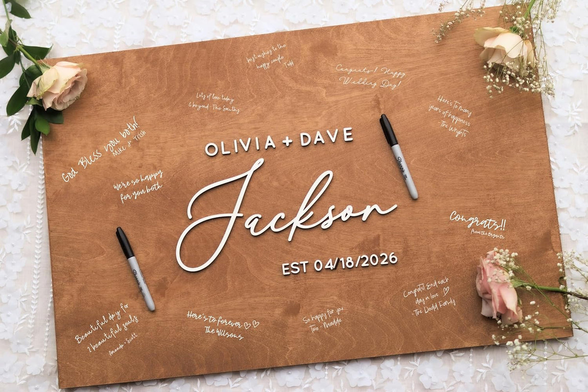 Personalized Last Name Guest Book, Unique Guest Book Sign, Custom Alternative Guest Book, Wooden