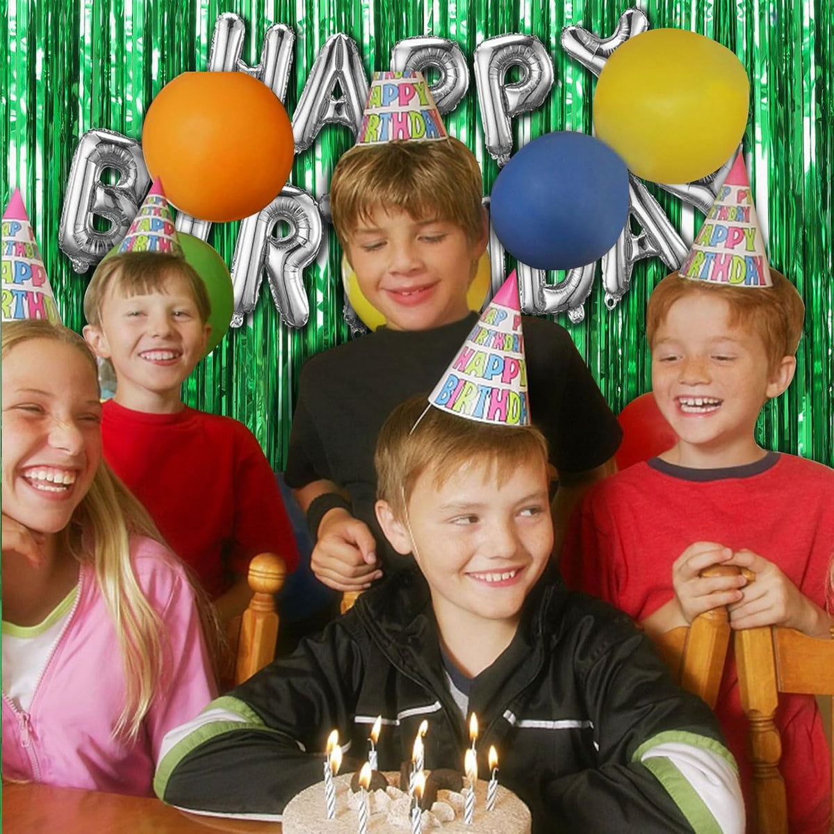3 Pack Green Backdrop Tinsel Curtain Party Streamers Jungle Party Decorations Foil Fringe Green
