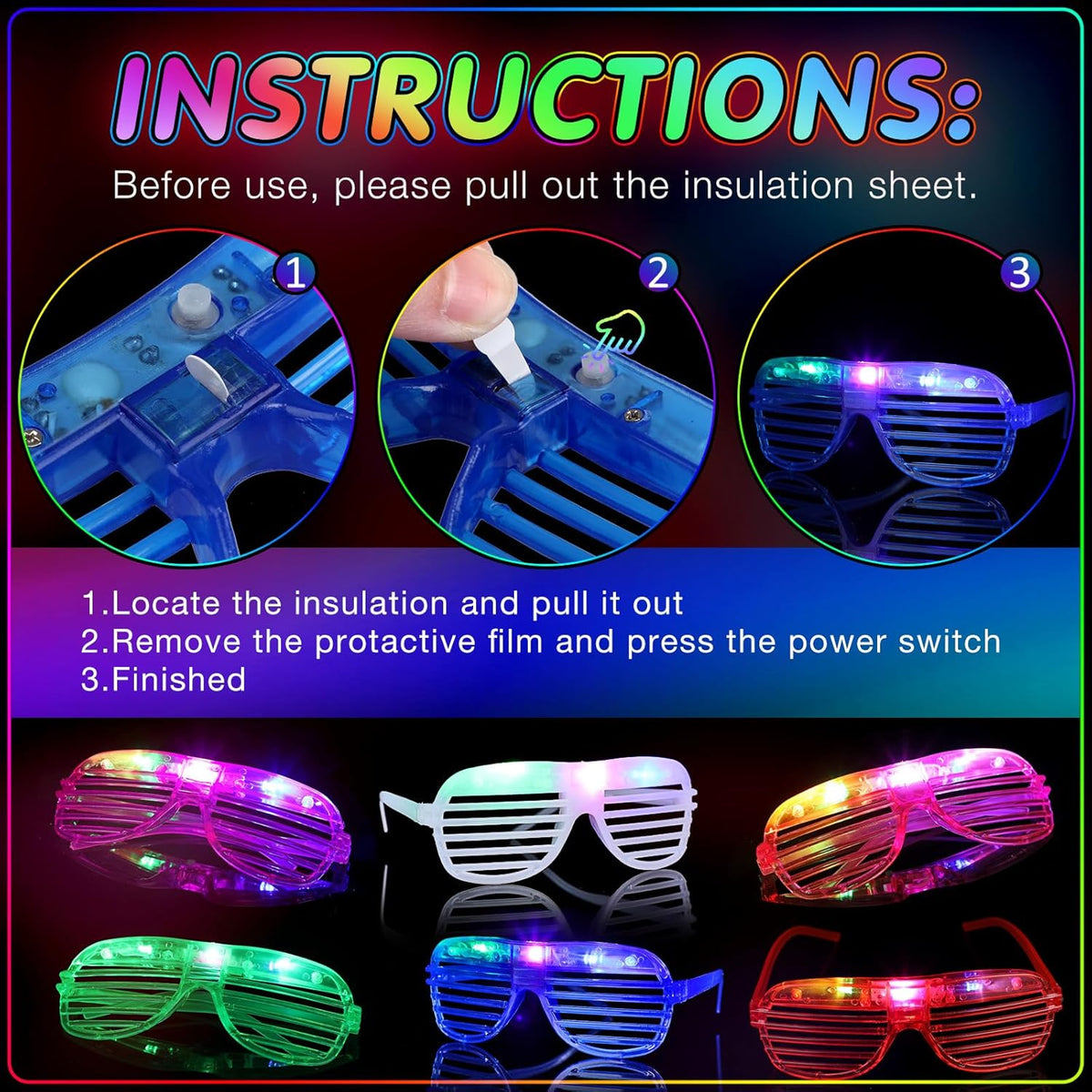 54 Pieces Neon Party Supplies Glow in The Dark Parties Supplies 18 Pcs Neon Gangster Party Hats 18