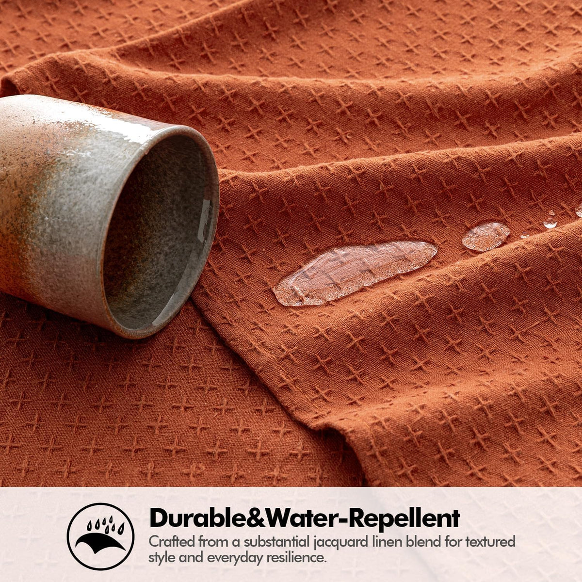 MIULEE Fall Tablecloth Burnt Orange Linen Cottton Table Cloth Rectangle Waterproof Spillproof